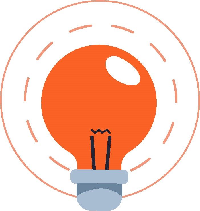 Light bulb icon, red with a glow around it.