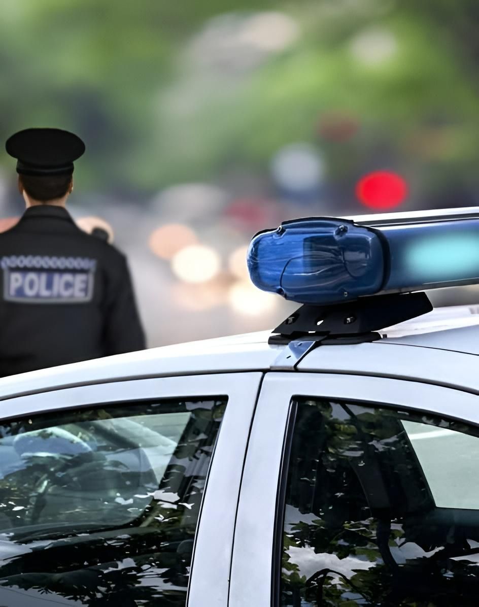 Police Officer Standing Near a Police Car — Hannaway Lawyers in Kempsey, NSW