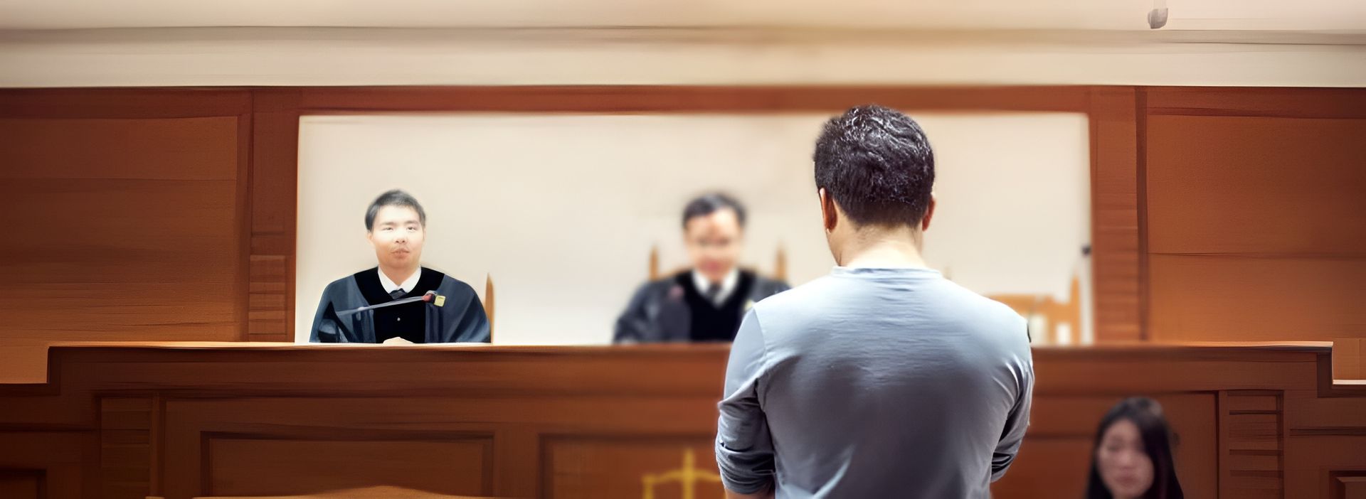 A Man Stands in a Courtroom Facing the Judge and Jury, Back to the Viewer — Hannaway Lawyers in Port Macquarie, NSW