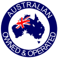 Australian Owned & Operated Australian Owned & Operated logo: Blue outline of Australia with flag inside, surrounded by text.