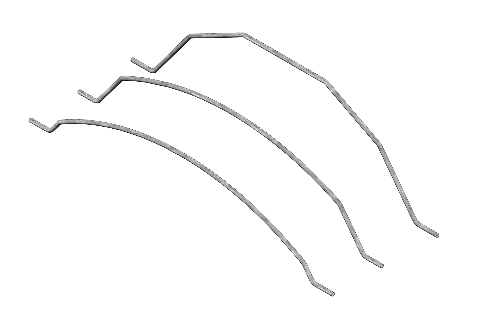 Three overlapping gray curved lines on a white background.