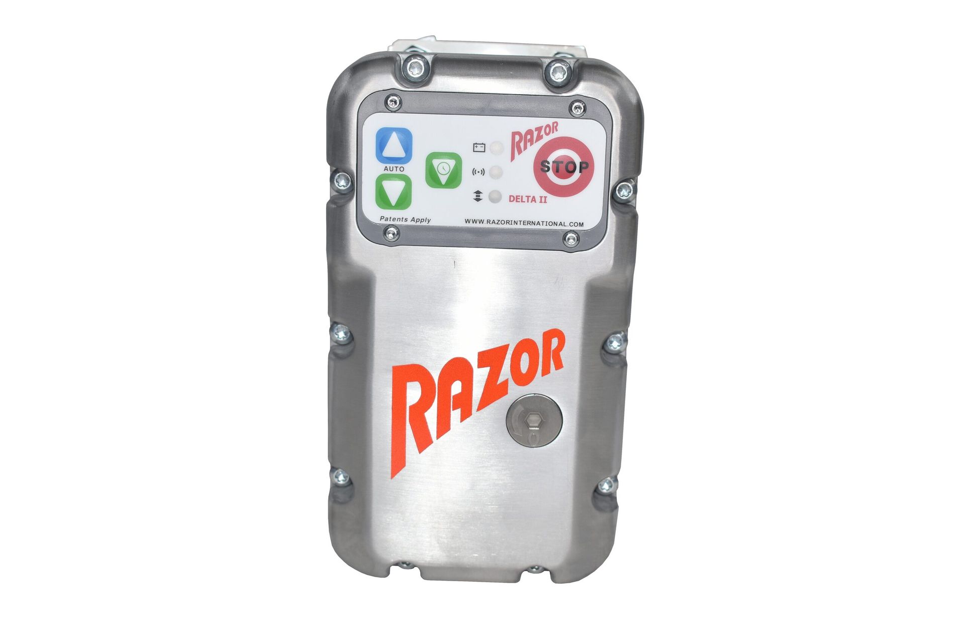 Silver Razor scooter charger with red logo and control buttons
