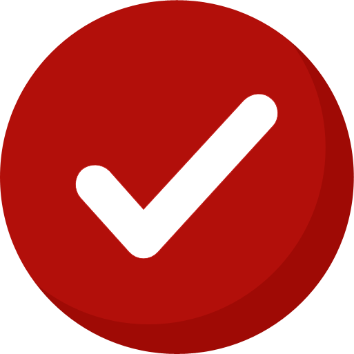 A red circle with a white check mark inside of it
