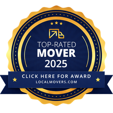 A blue and gold badge that says `` top-rated mover 2024 ''.