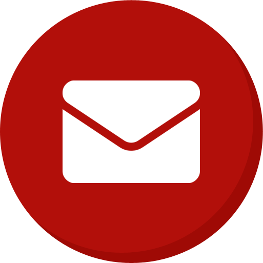 A red circle with a white envelope inside of it
