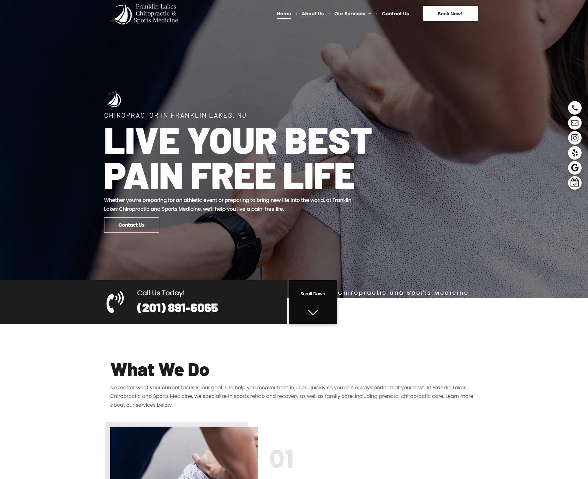 A website that says live your best pain free life