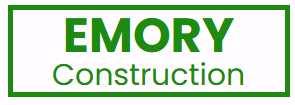 Emory Construction The logo for emory construction is green and white with a green frame.