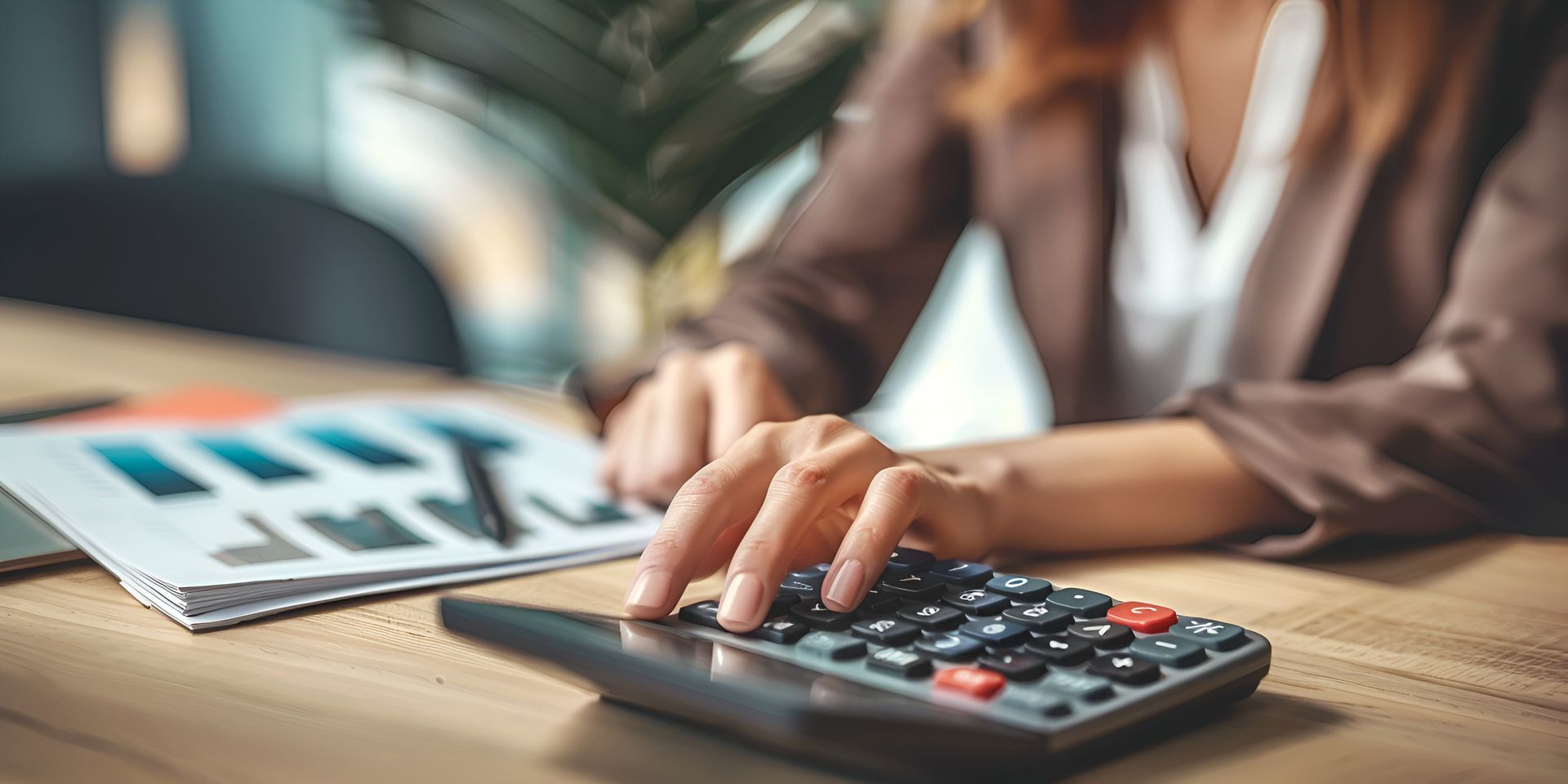 CPA accounting firm professional calculating financial reports and reviewing business documents.