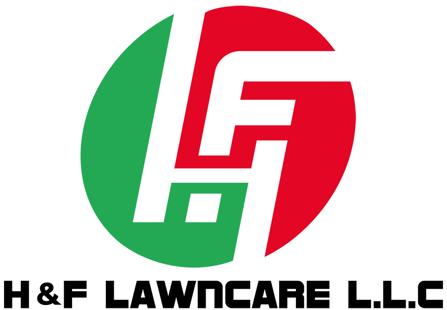 Logo for H&F Lawncare L.L.C featuring a stylized white