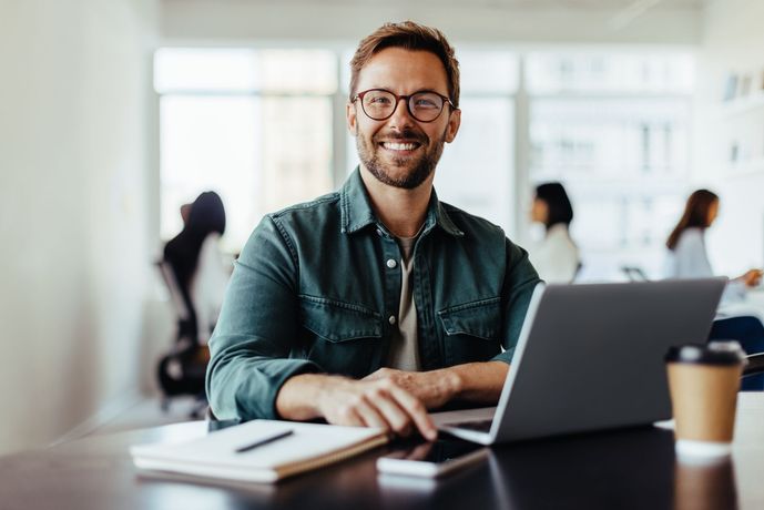 Staffing partner greeting a client