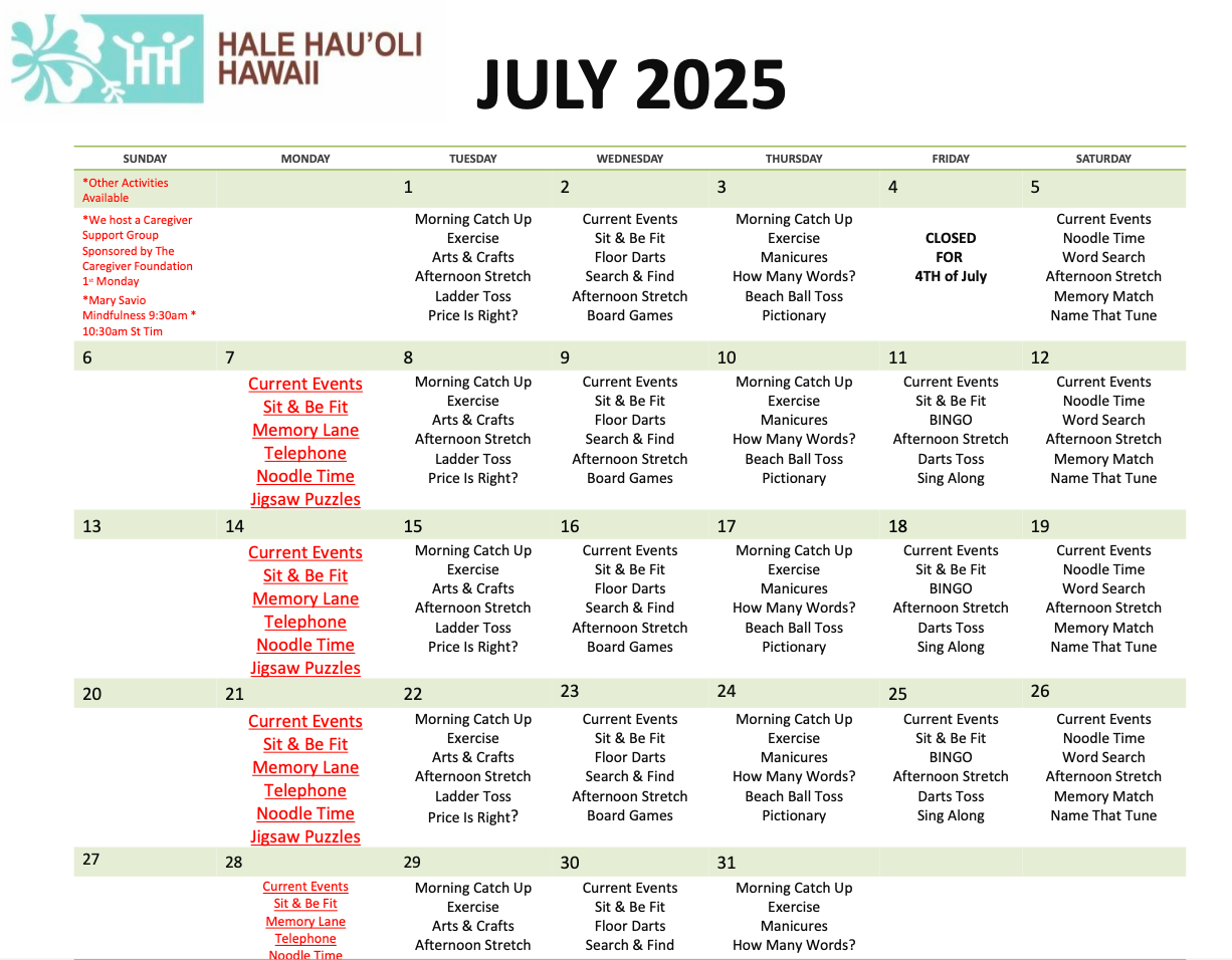 Screenshot of Hale Hau’oli Hawai’i Events