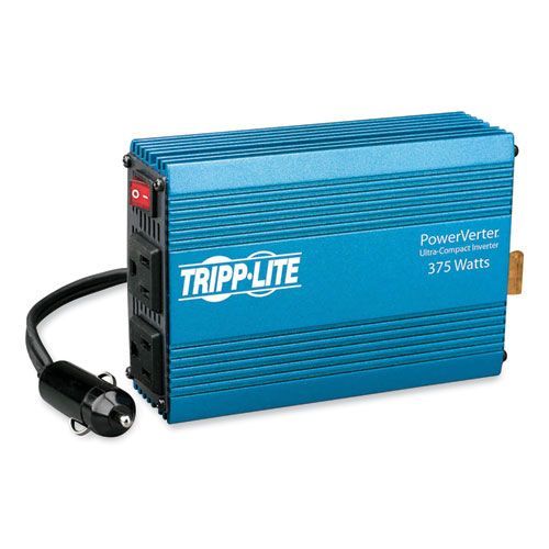 A tripp lite power inverter is plugged into a car
