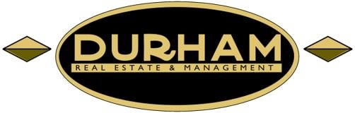 A logo for durham real estate and management.