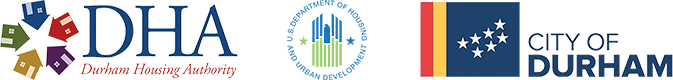 The logos for dha and the city of durham are on a white background