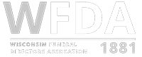 Logo for the Wisconsin Funeral Directors Association (WFDA), featuring the text 