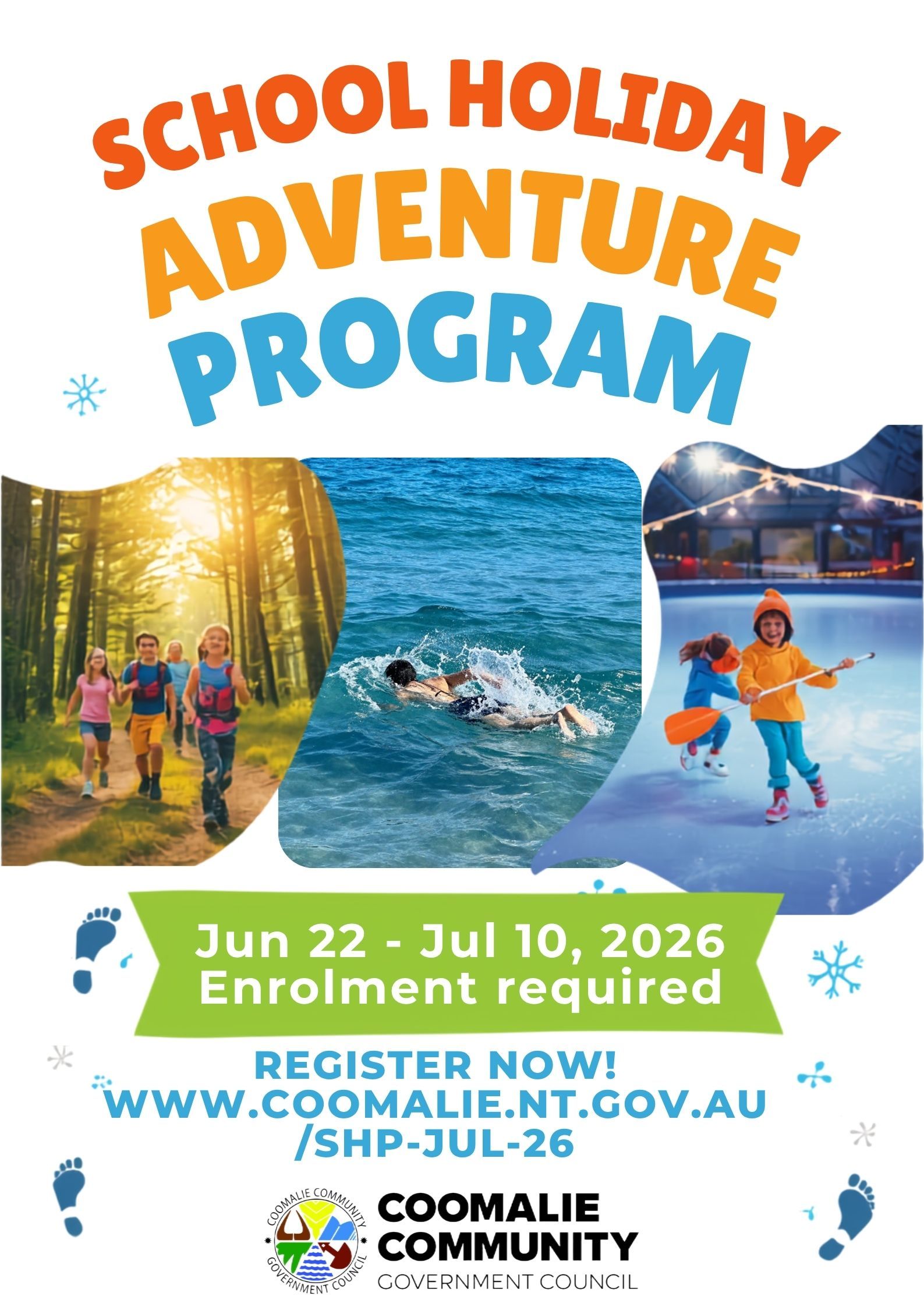 A poster for a school holiday program for january 13 to january 24