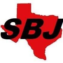 Red Texas outline with black "SBJ" text.