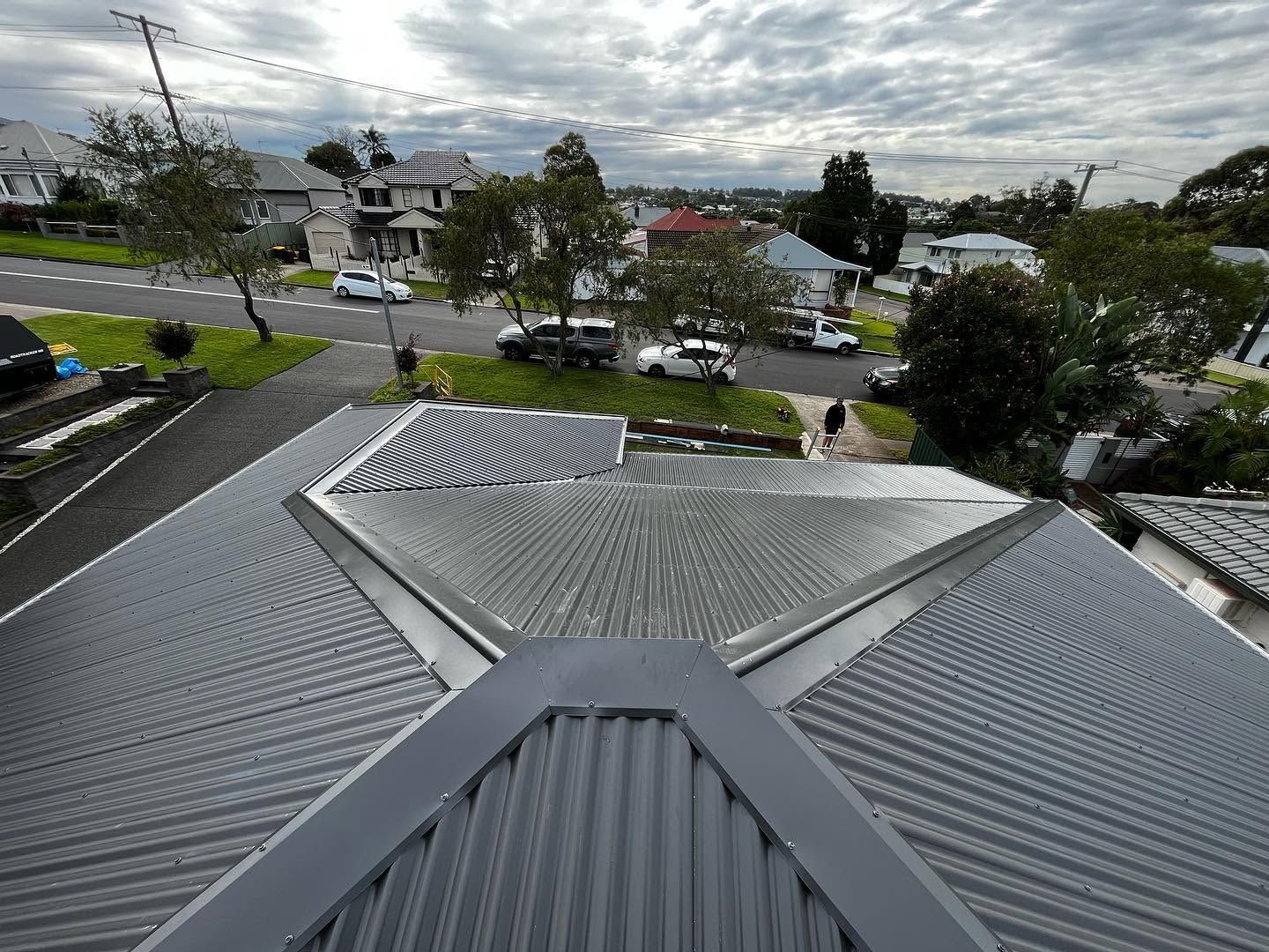 Rooftop View of a Suburban Street With Houses — Lanewoods Roofing in Newcastle, NSW