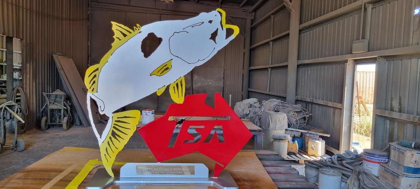Large Metal Sculpture of a Fish and Australian Continent — Sirocco Industrial in Pinelands, NT