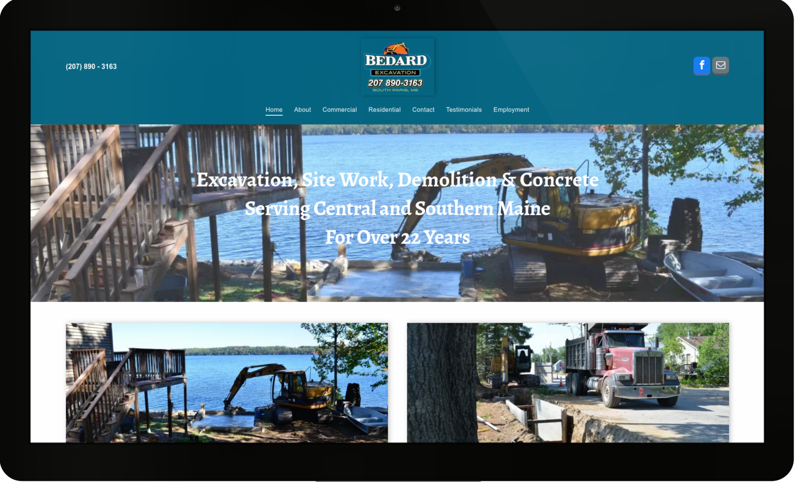 A picture of a dump truck on a website.