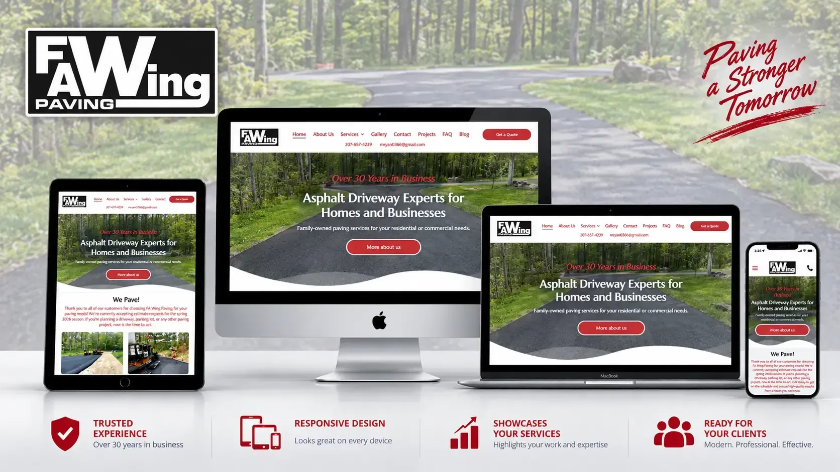 A black and white logo for fw paving