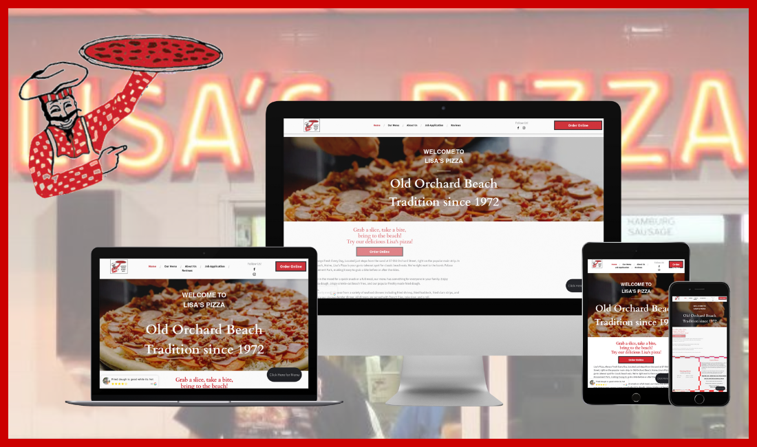 A beast from the past too diner website is displayed on a variety of devices.