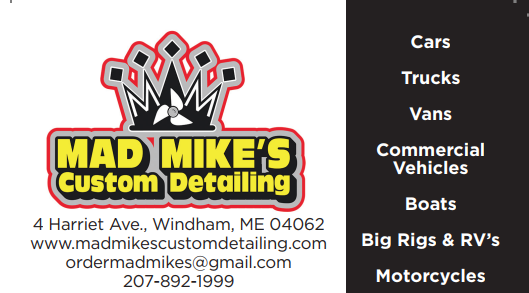 A business card for mad mike 's custom detailing