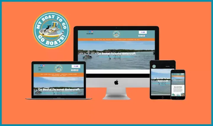 A computer , laptop , tablet , and phone are displaying a website.