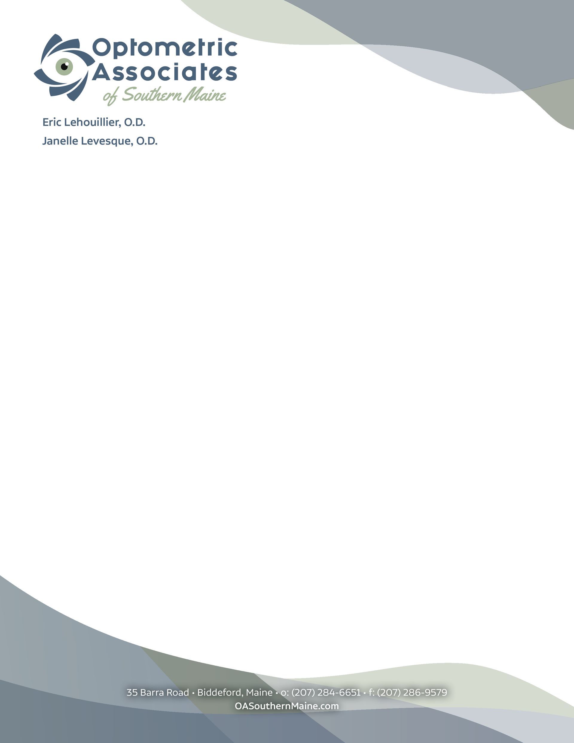 A letterhead for a company called optometric associates.