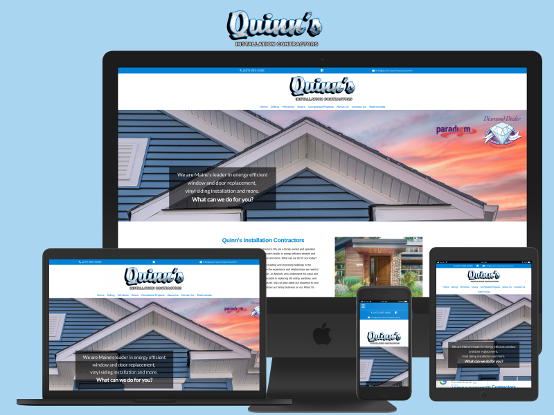 A website is displayed on a laptop , tablet , and phone.