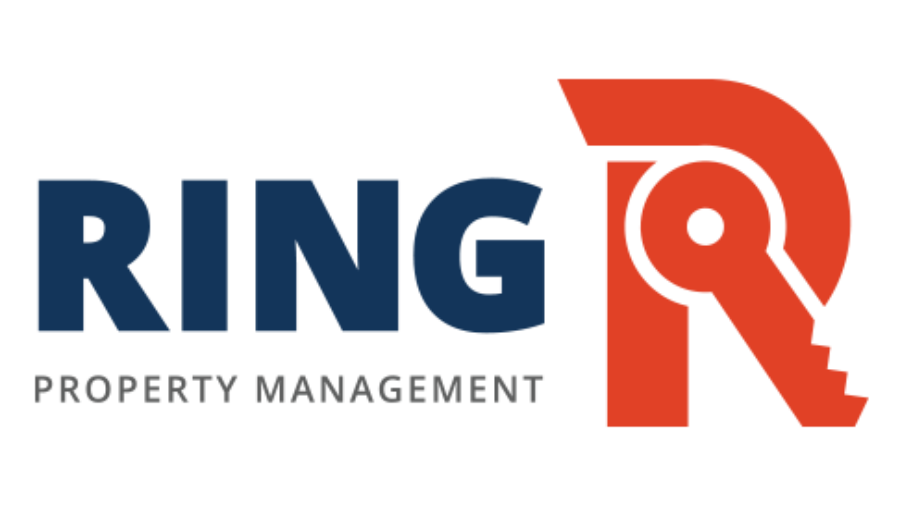 Logo for Ring Property Management: Blue text