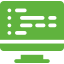 A green computer monitor with white icons on it.