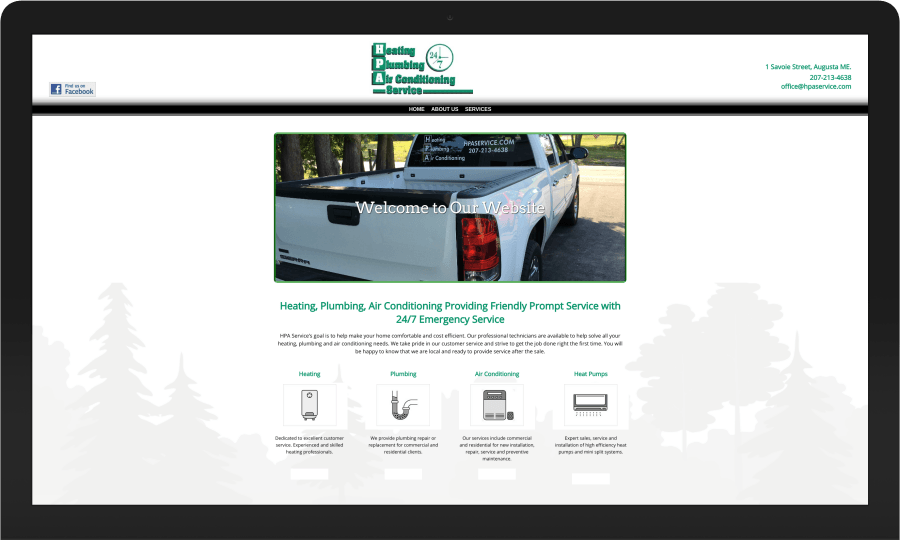 A computer screen shows a picture of a truck on the website.