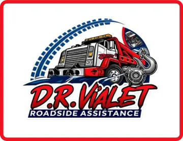 D.R. Valet Roadside Assistance logo with red tow truck and blue arc