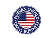 Circle badge with US flag: 
