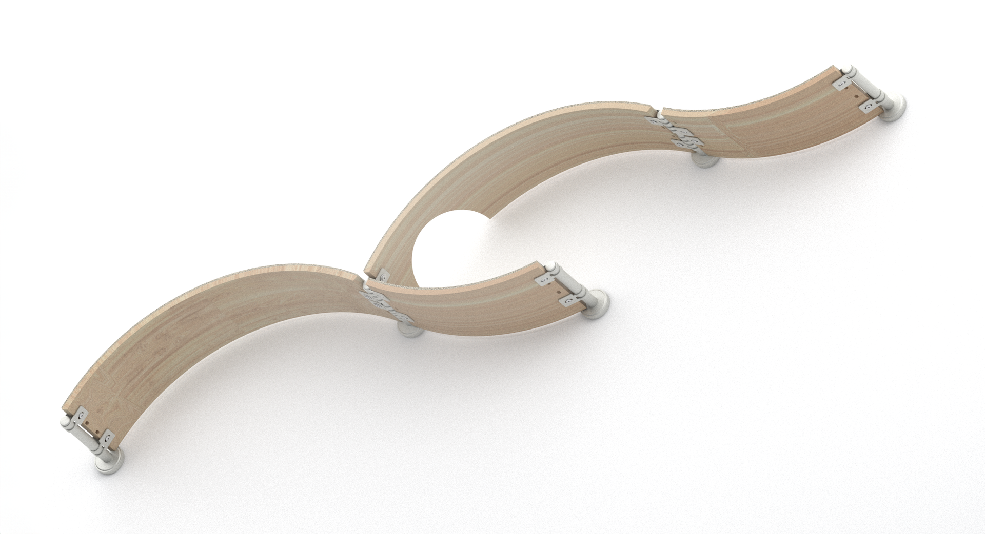 Eagle Extended: four-segment curved modular cat shelf in a wave configuration.