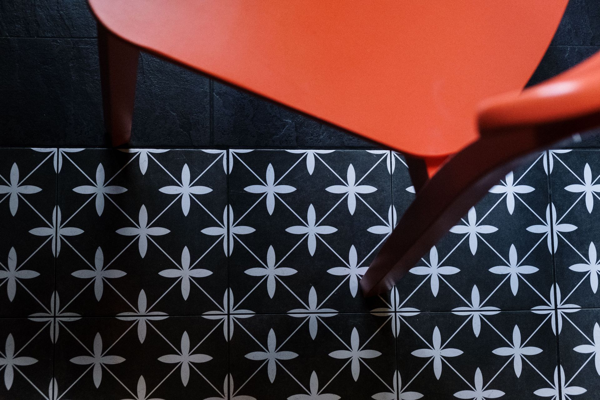 New Tile Flooring and Red Chair