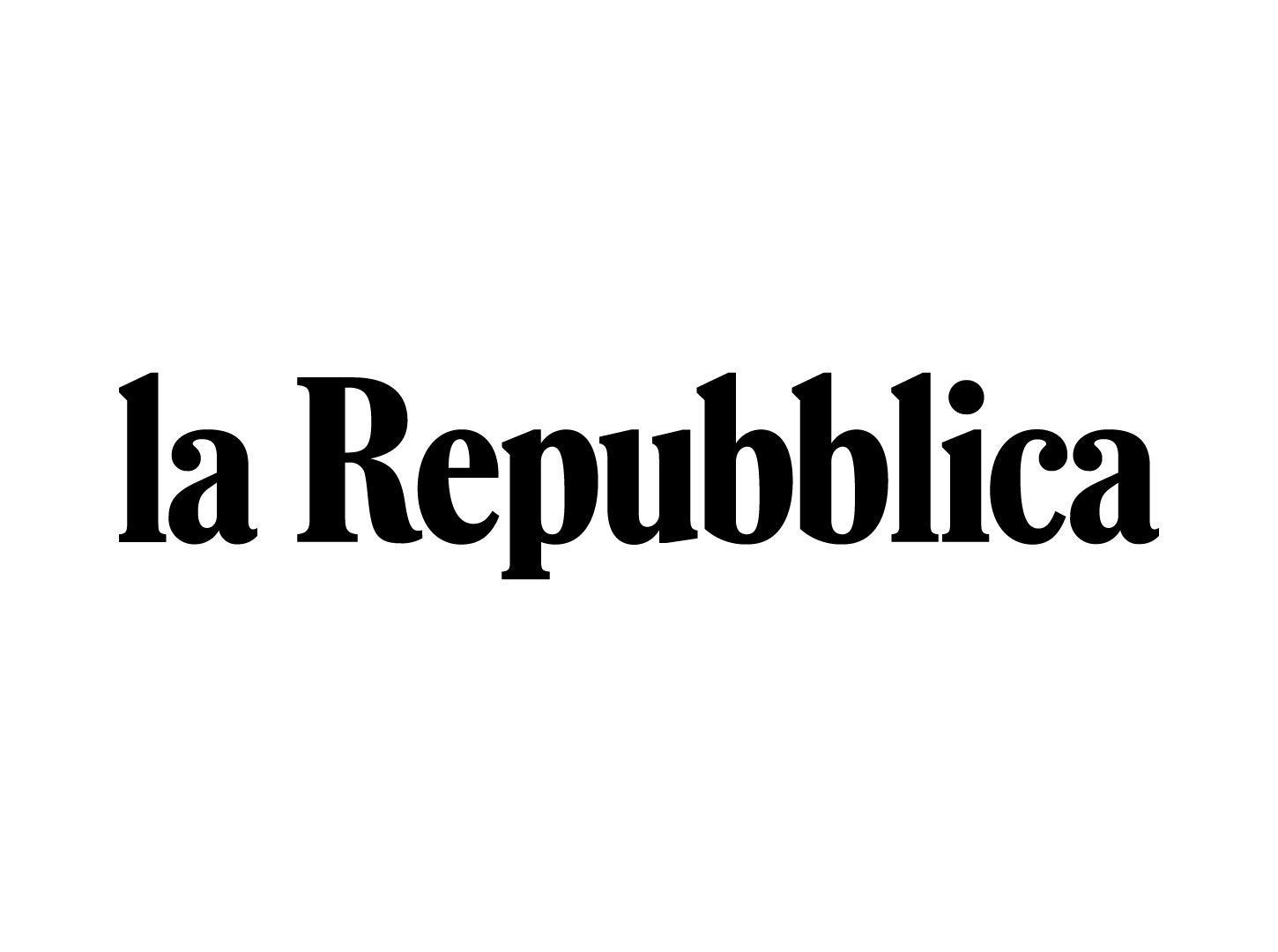 Logo del quotidiano La Repubblica, testo nero su sfondo bianco.