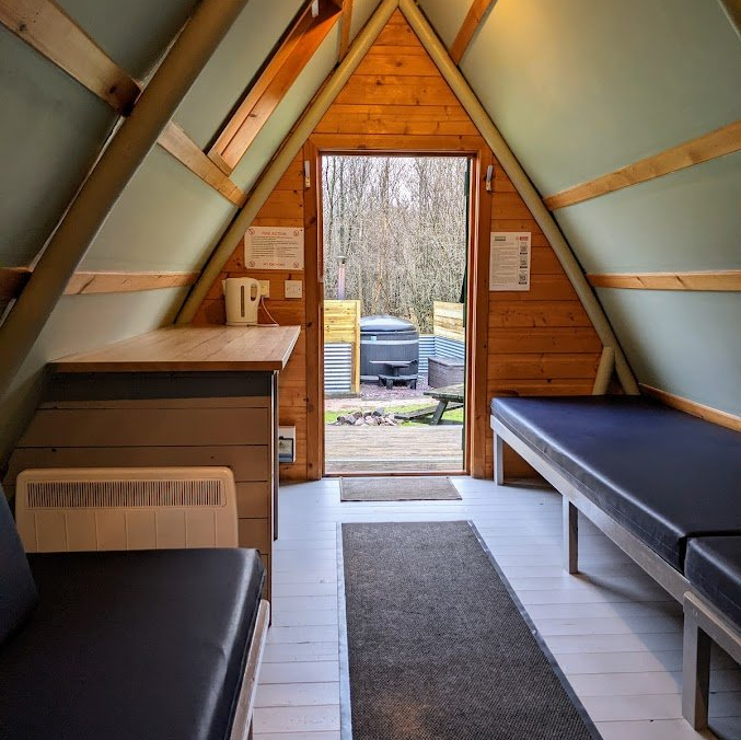 Holiday timber wigwams at Gorsebank Holiday Village Dalbeattie Dumfries and Galloway Scotland
