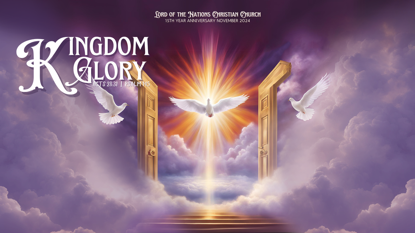 Kingdom Glory, doves, open doors, heavenly light, and clouds.
