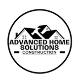 Black-and-white circular logo for Advanced Home Solutions Construction with house roof icons