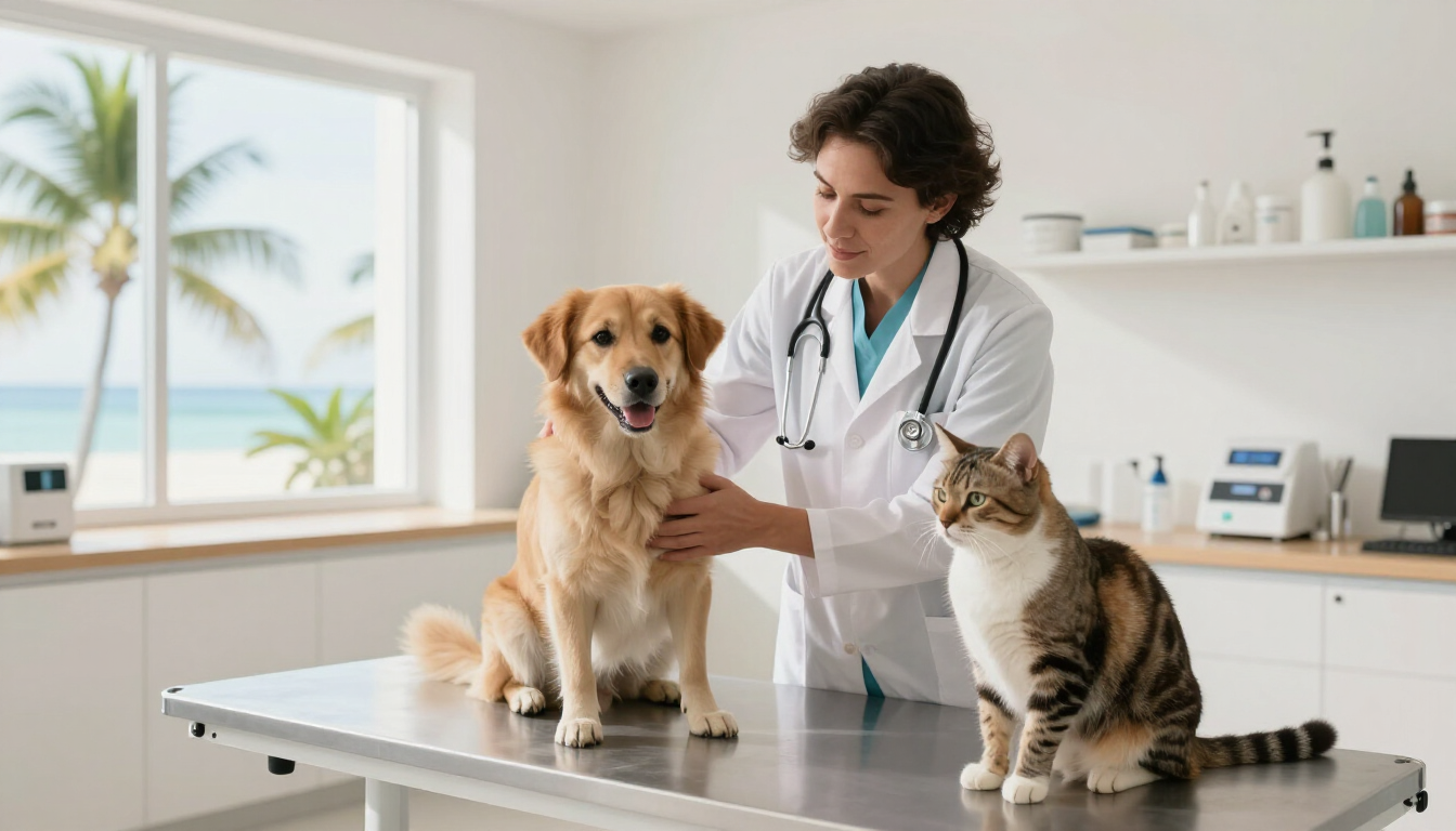 Vaccination de chiens et chats chez le vétérinaire en contexte insulaire