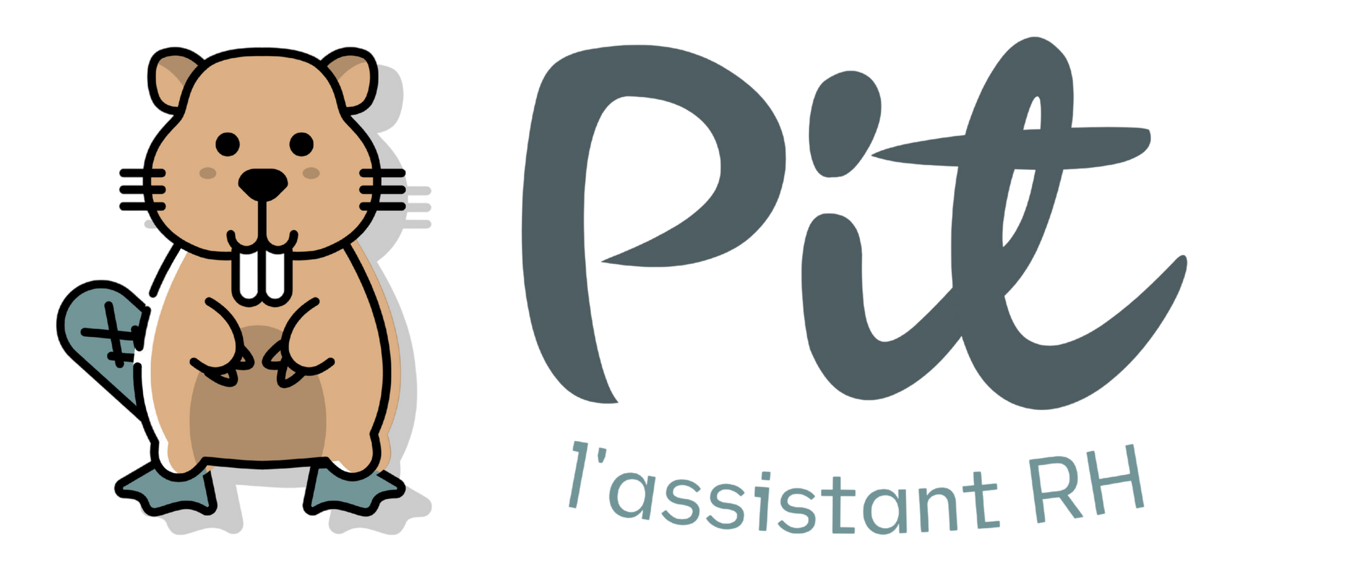 Logo de loutre de dessin animé avec le texte « Pit » et « l'assistant RH » sur fond blanc