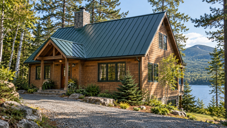 Large wooden beam supports a porch roof while workers stabilize a house amid overgrown greenery.