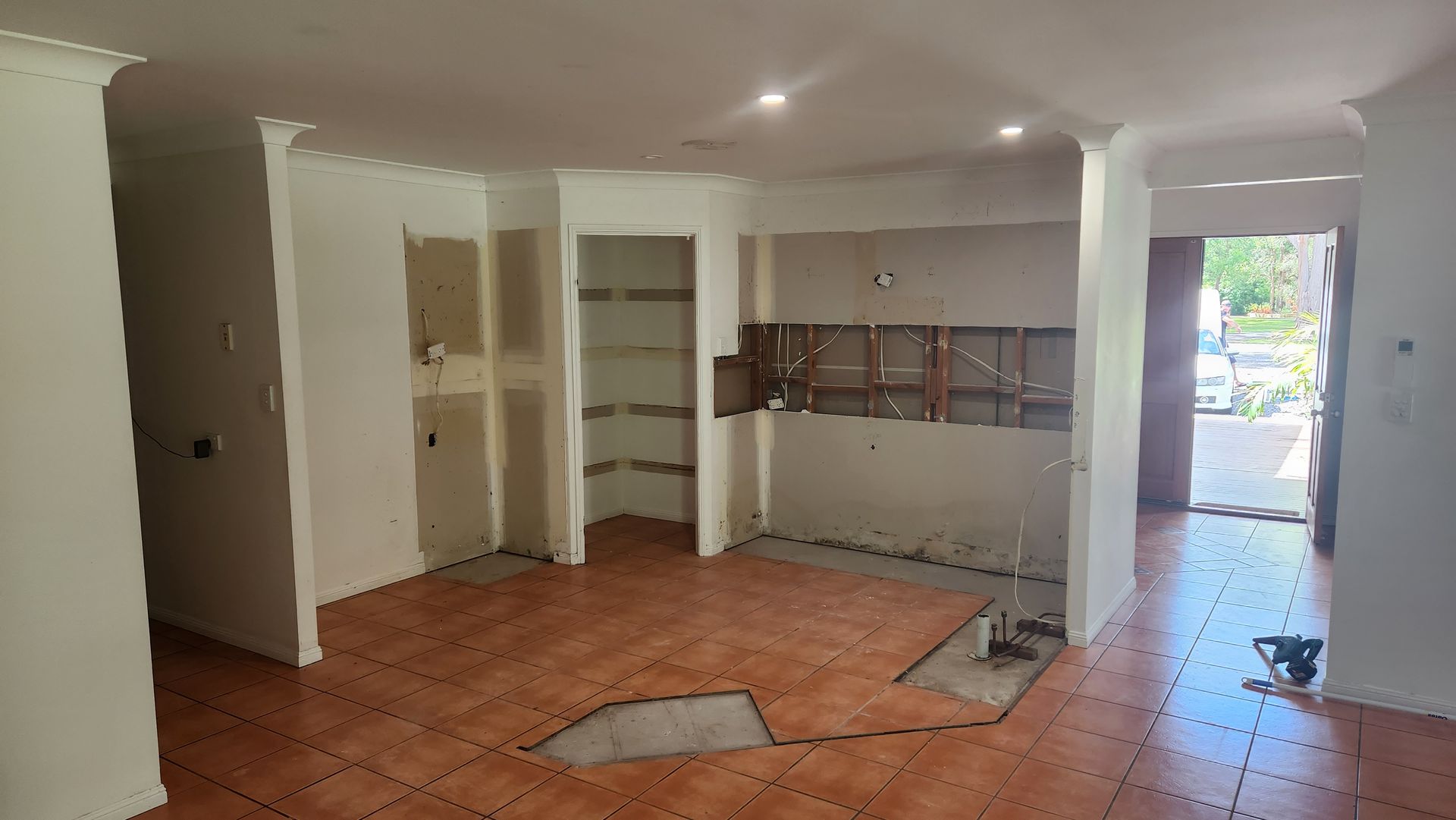 A Kitchen Under Construction With a Ladder in the Corner — Truline Cabinets In Tuchekoi, QLD