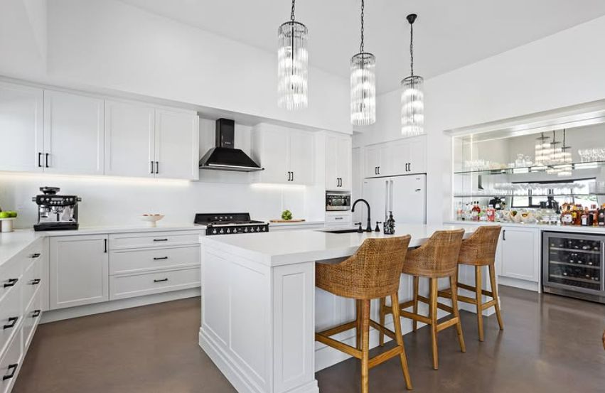 A Kitchen With White Cabinets — Truline Cabinets In Cooroy, QLD