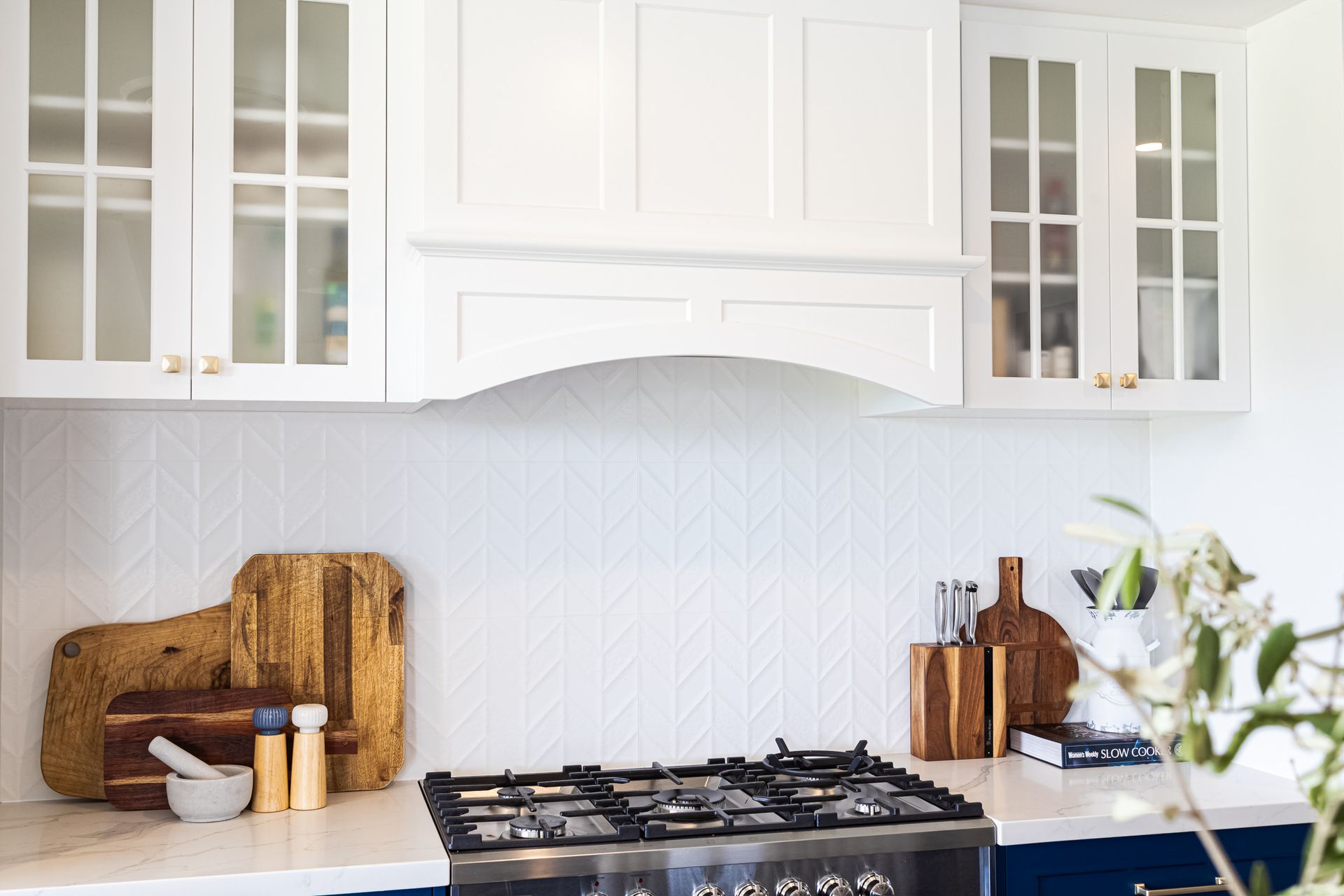 A Kitchen With a Gold Curved Tap — Truline Cabinets In Tuchekoi, QLD