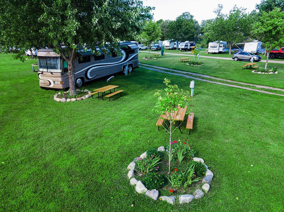 RV and Bench in Park