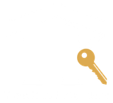 Gold key icon on a white background