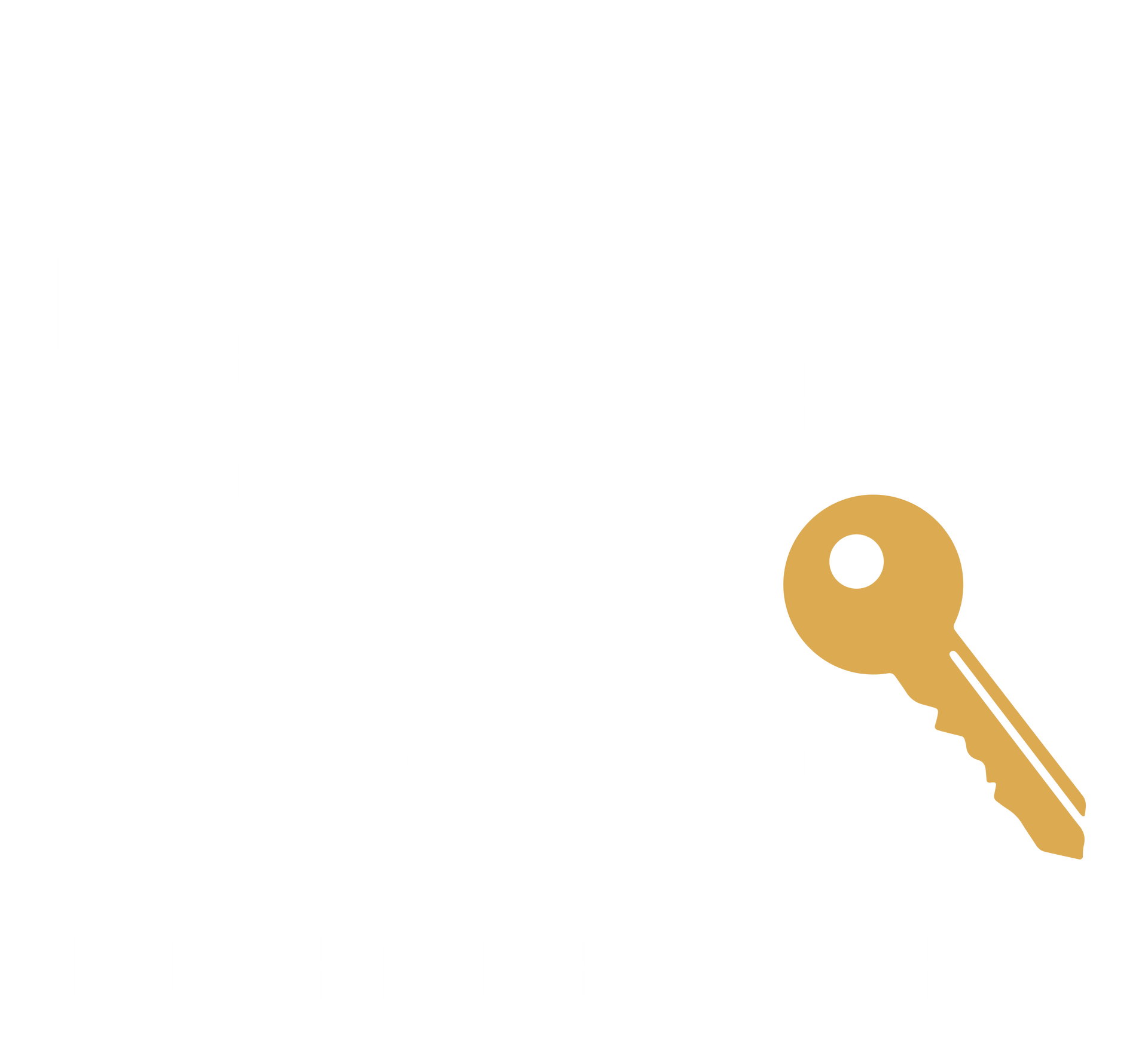 Gold key icon on a white background